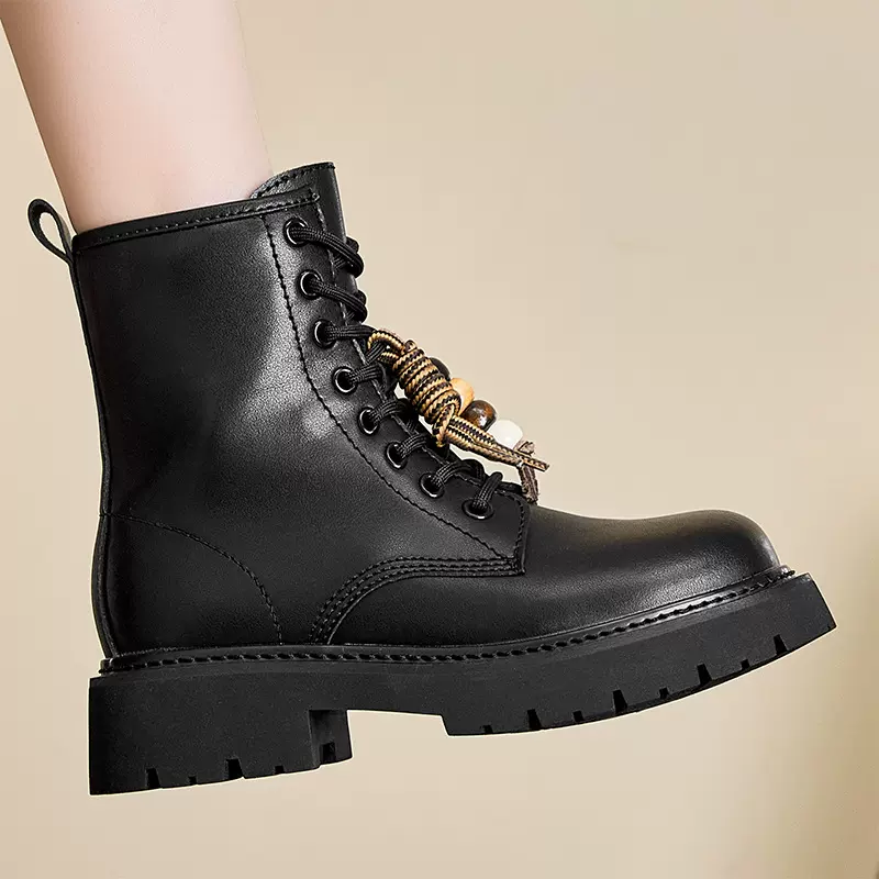 5982-1隐形内增高1460八孔马丁靴女英伦风复古吊坠黑色机车皮靴子