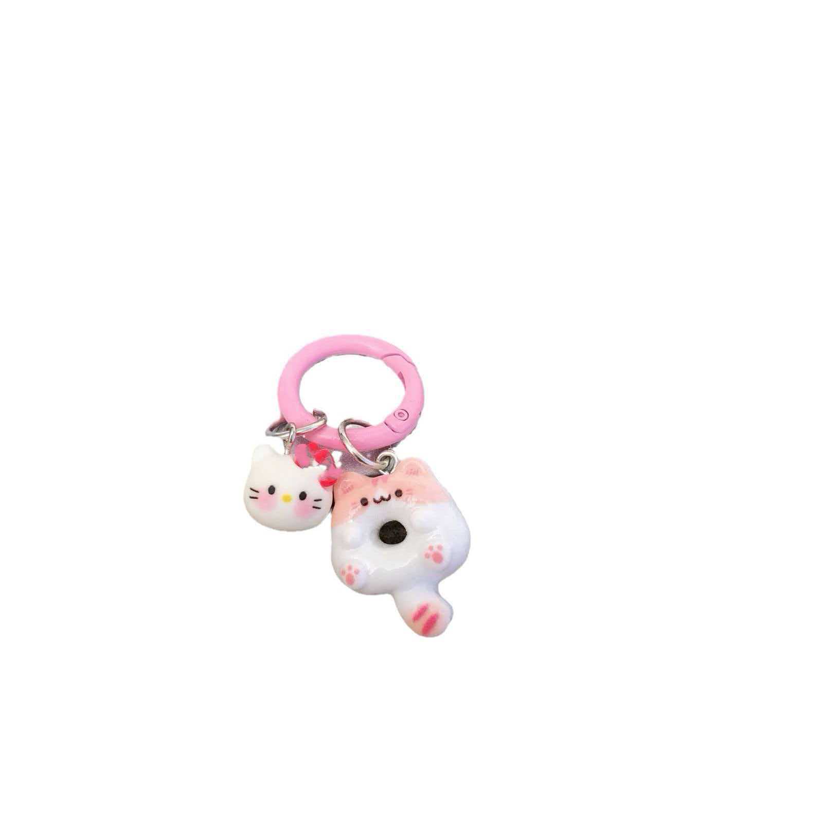 Original Cute Cartoon Siamese Kitten Circle Keychain Ins-Style Keychain Backpack Earphone Pendant Student Accessory