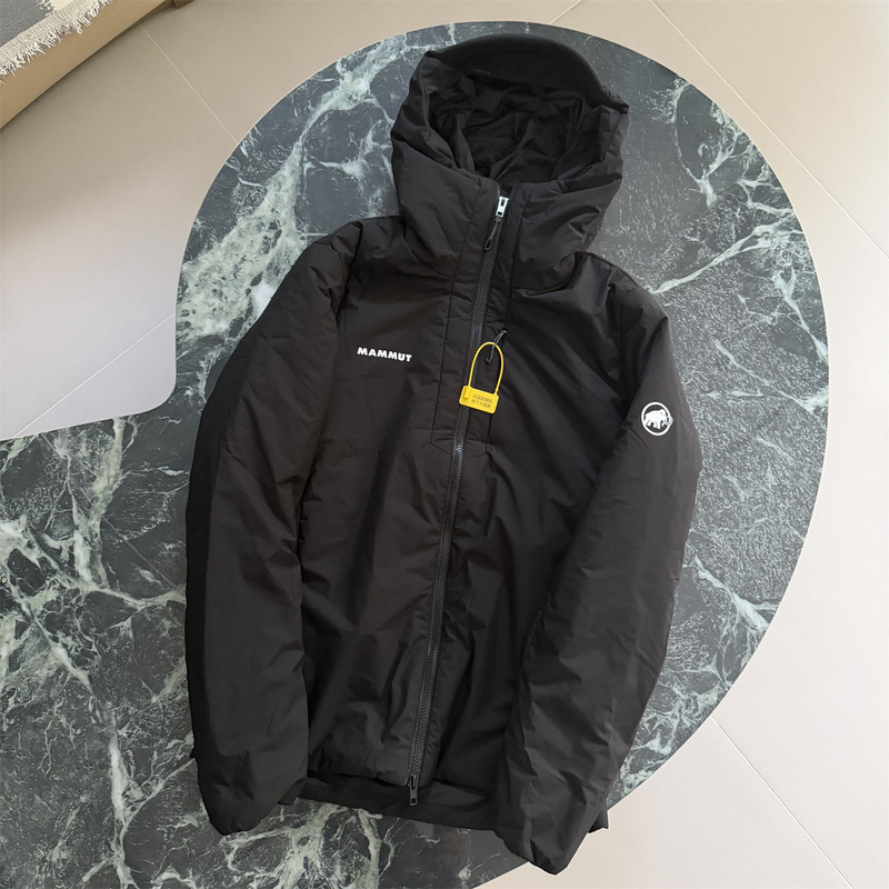 New early winter mammoth-themed hooded jacket for men and women, windproof, water-repellent, lightweight cotton coat, warm and casual windproof outerwear