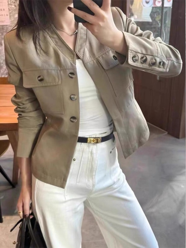 2025秋季今年流行欧货爆款小香风咖色短款外套女高级感超好看夹克|undefined