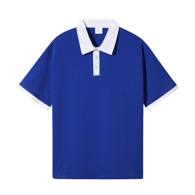 Tallas europeas y americanas, estilo retro americano, mangas raglán, camiseta holgada de algodón puro con cuello, polo de marca de moda, personalizable