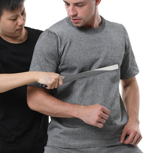 Factory direct supply grade 5 anti-cut clothing field anti-bite anti-cut protective glass handling slaughter zipper short sleeve