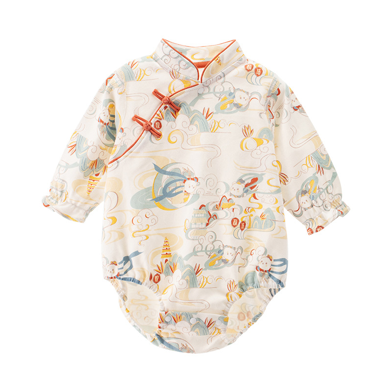 Bebé recién nacido Ropa bebé nacional moda mono vaina para niños y niñas bebé triángulo mameluco primavera y otoño