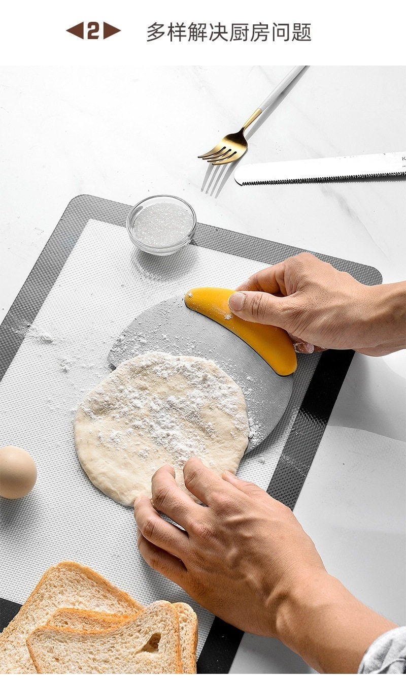 Stainless Steel Dough Scraper with Measurement Scale Multi-Function Pastry Cutter for Baking and Cake Cream Spreading in use