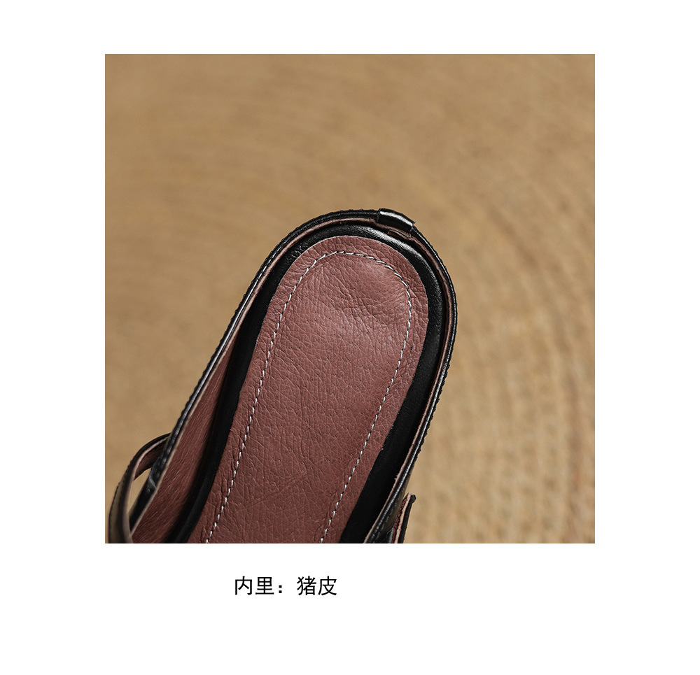 Dép sandal nữ quai chữ V đế bệt mũi trùm phong cách thời trang — màu nâu chi tiết 18