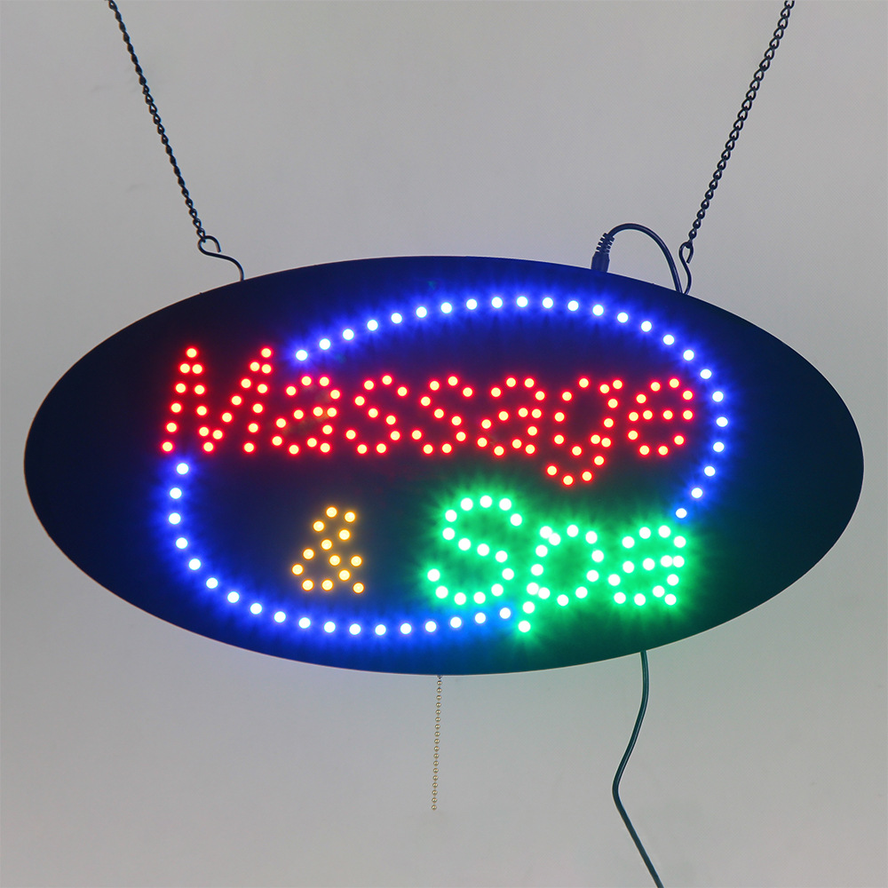 椭圆室内标识LED柔和高亮广告牌 MASSAGE Spa SIGN 按摩店灯牌
