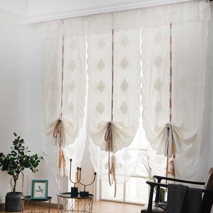Keqiao Velcro Curtain Curtain Fabric Gauze Curtain Finished Non-perforated Rental Room European Roman Curtain Double-layer Wholesale