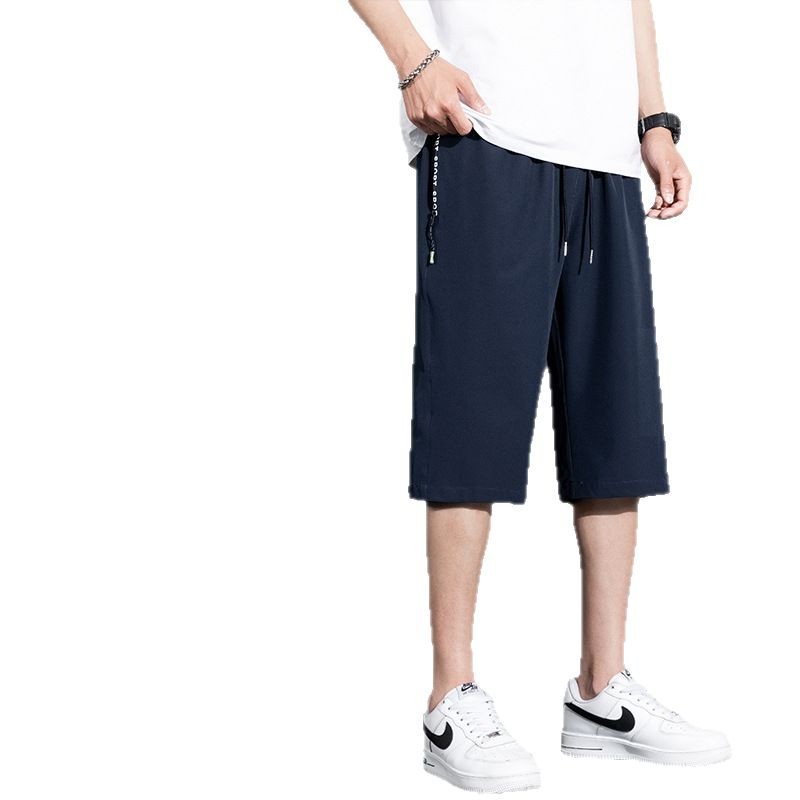 Camisas, menos ropa, deportes, pantalones cortos, pantalones cortos de caballo de seda de hielo delgados de verano para hombres, sueltos, usados chinos y extranjeros, rectos y sueltos