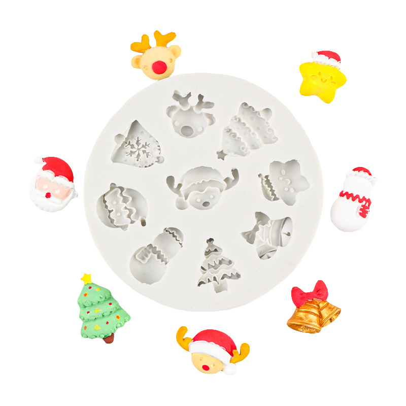 Tema de Navidad Papá Noel Elk Árbol de Navidad Molde de silicona Decoración de pastel de chocolate fondant de Navidad