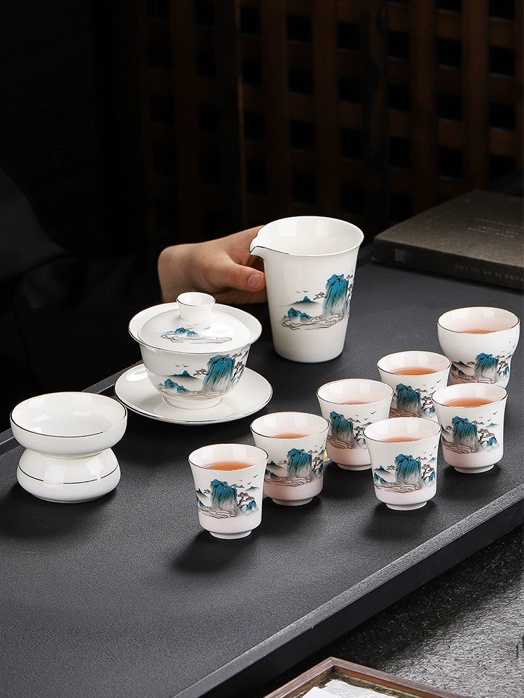 Чайный набор Высокий белый фарфоровый костюм Кунг-фу Чайная чашка Главная Гостиная Компания Офис