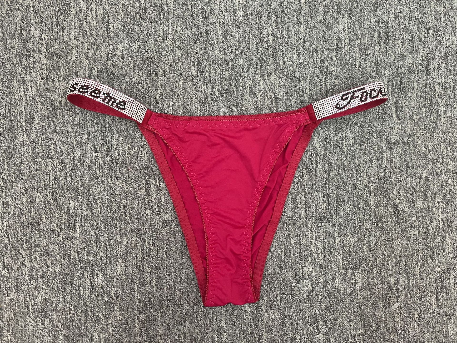 Ropa interior antibacteriana rusa con diamantes de imitación, bragas de talla grande, tanga sexy de cintura baja que levanta la cadera, antibacteriana y transpirable