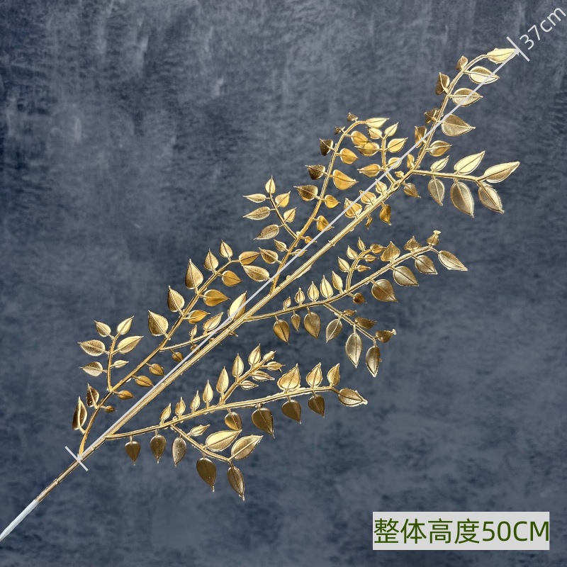 Flor artificial de oro solo tenedor fruta roja eucalipto ginkgo hoja gran amor Hortensia de madera Año Nuevo bendición cubo arreglo floral adornos