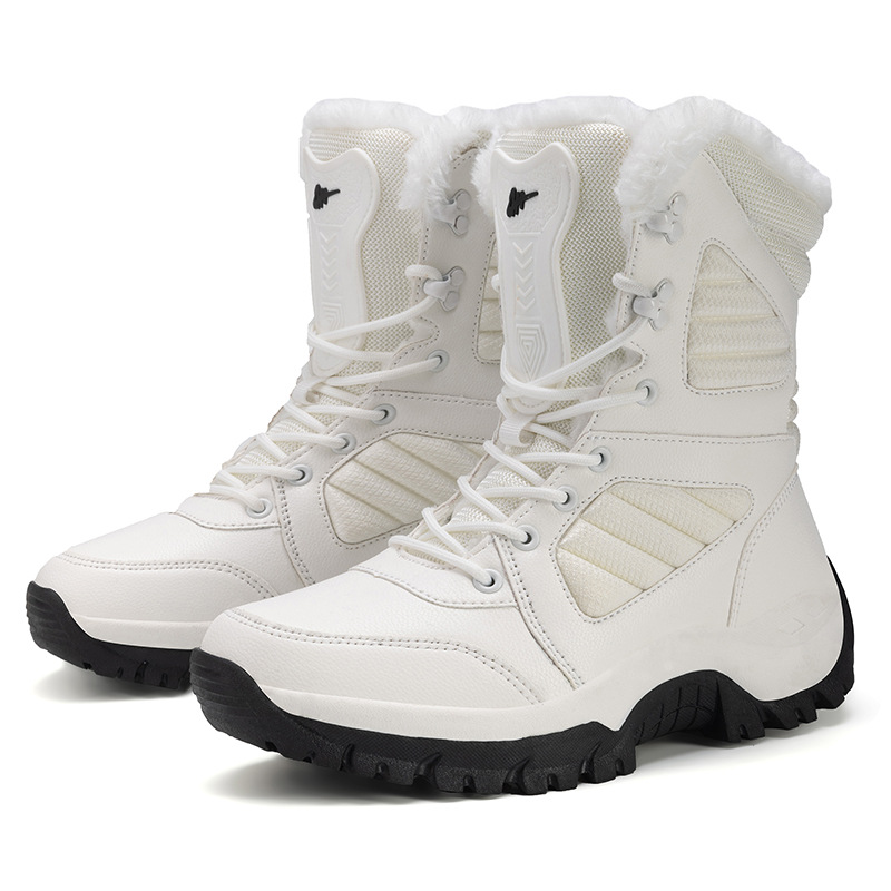Botas de nieve transfronterizas para hombres y mujeres en invierno con terciopelo grueso calentamiento zapatos de algodón del noreste entrenamiento en el desierto botas de combate de alto nivel