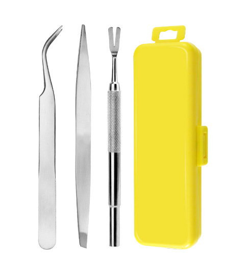 애완동물 포크 3종 세트 + 미니 노란색 플라스틱 상자