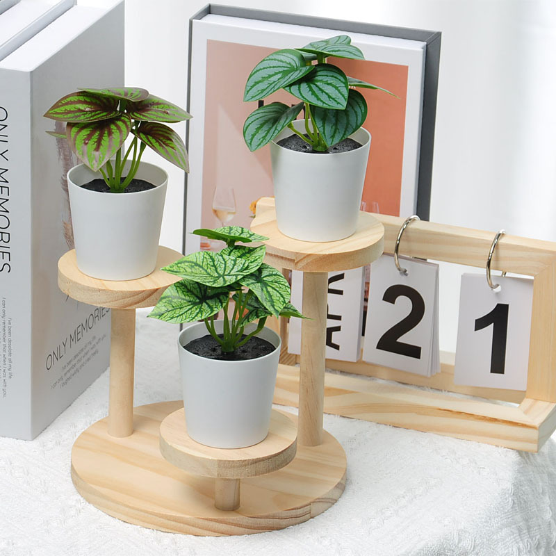 Pequeñas plantas verdes en maceta mini decoración de pared flores falsas hojas escritorio interior librería decoración de plantas verdes