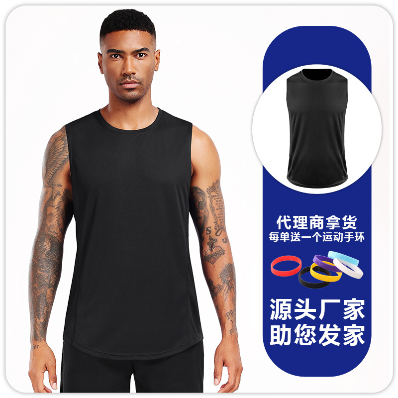 Camiseta de entrenamiento de maratón profesional de bádminton de hombre sin mangas y hombros sueltos deportivos rápidos y transpirables