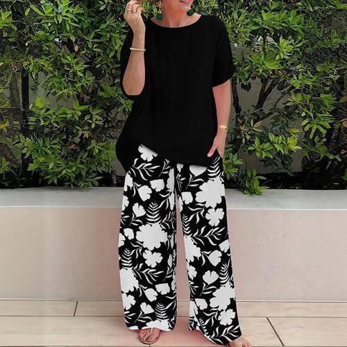 2025 Women's Summer Fashion Loose Print Pants Casual Set of Two