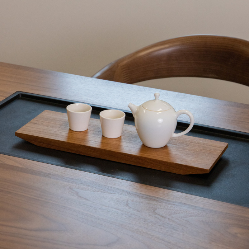 ミャンマー産チーク材の斜め縁乾燥茶托、家庭用一枚板無垢材茶托、レトロスタイル、シンプルな木製茶托|undefined