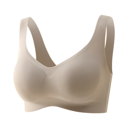 Full-cup, wire-free underwear for women, naked, seamless, comfortable, push-up, anti-expansion, anti-sagging, simple bra