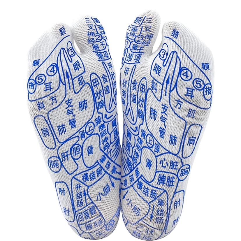 Pie acupuntura punto calcetines masajeador pie terapia Meridian acupuntura punto calcetines punto lápiz palo triángulo pájaro pie terapia calcetines de terapia de pie