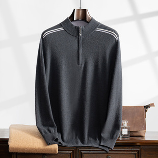 2024 autumn and winter new cashmere sweater men's base shirt top half zipper sweater business casual cashmere plus size