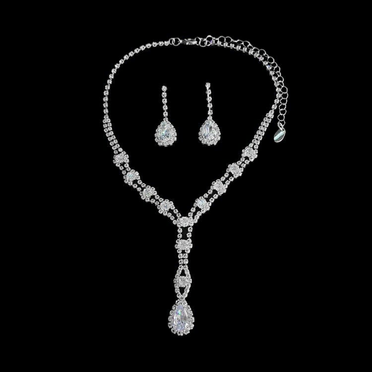 Цирконий, серьги, колье, длинный комплект, цепочка, Aliexpress, комплект из 2 предметов, легкий роскошный стиль, оптовая продажа