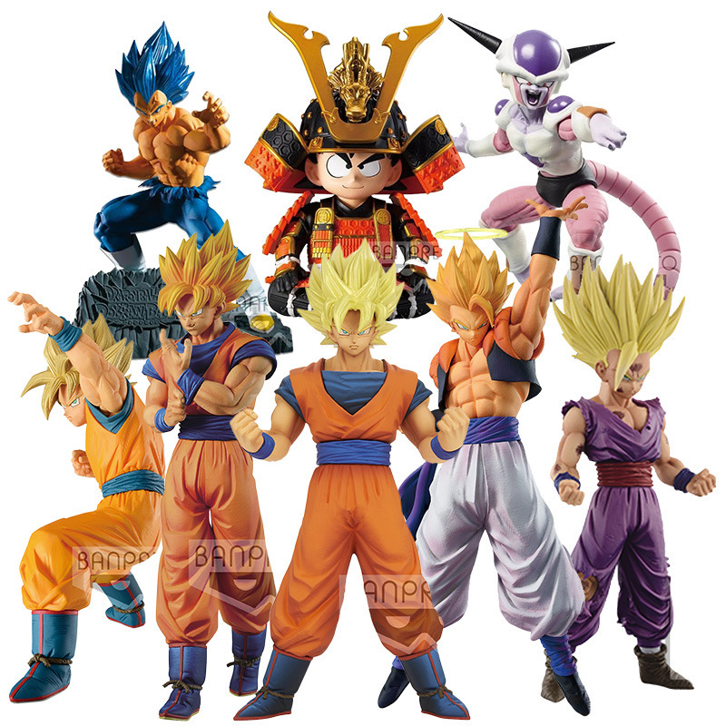 Authentic Dragon Ball Figures Son Goku, Vegeta, Trunks, Piccolo, Zamasu, and Lanqi in Battle