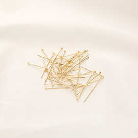 平针T针耳环配件 大头T形针平底耳针 铜镀真金14K18K保色DIY饰品