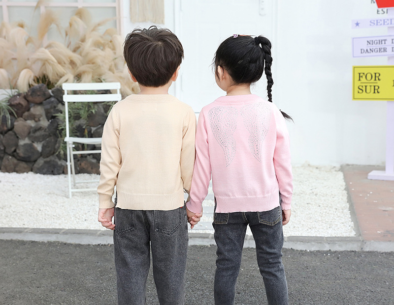 Girls Knit Cardigan Sweater Soft Cotton Open Front Long Sleeve_voghion.com