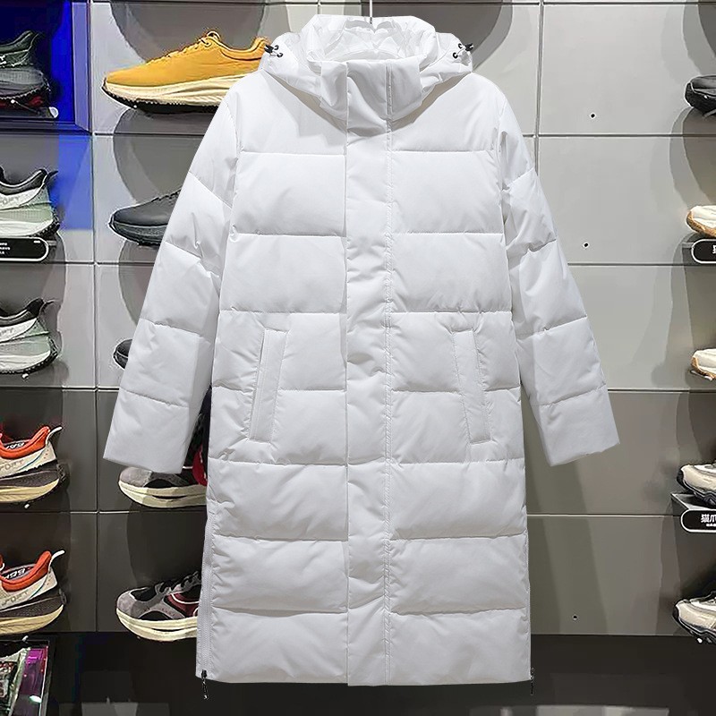 Plus tamaño abajo chaqueta media-longitud 2023 nuevos hombres y mujeres de invierno engrosada pato blanco abajo con capucha abrigo suelto ropa de moda