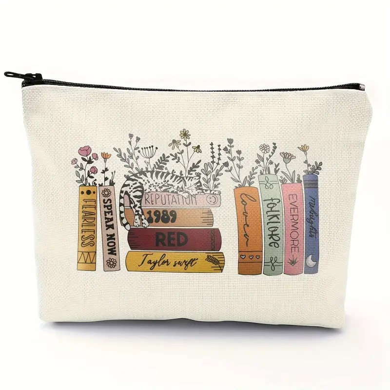 Transfronterizo Amazon Temu popular de lino de doble cara impresa bolsa de almacenamiento de cosméticos bolsa de las mujeres multi-funcional bolsa de cremallera