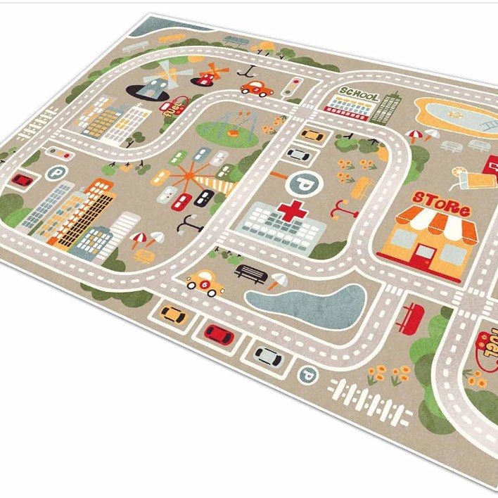 漫画かわいいゲームパッド家庭用拭き取りフリーレザーカーペット裁断可能防水防油リビングカーペット