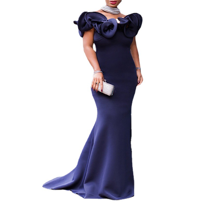 Vestido largo entallado con hombros descubiertos para mujer, estilo europeo y americano, talla grande, para fiesta de damas de honor, vestido ligero para banquete, vestido de cóctel para mujer, 2025