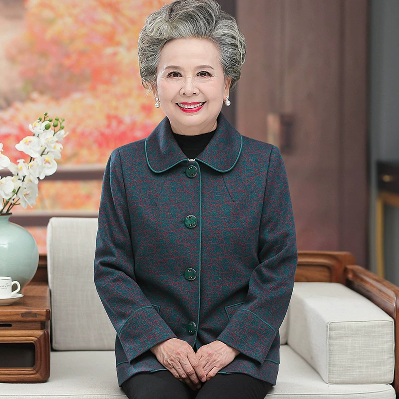 Бабушка носит весенне-осеннее пальто для 60-летних 70 лет, одежда для среднего и пожилого возраста, Женская мама, весенне-осенний кардиган, одежда с отворотом, темперамент, Новинка