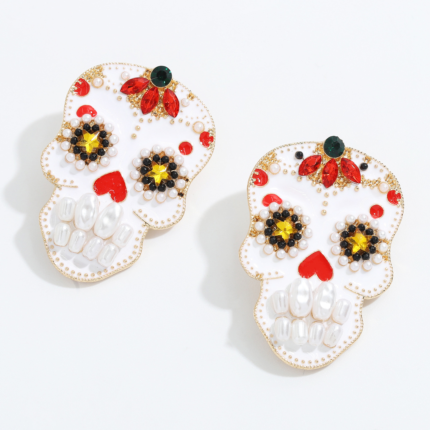 Fashion Alloy Inlaid Pearl Halloween Earrings display picture 10