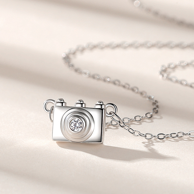 S925 collar de plata esterlina collar de la Cámara de las mujeres al por mayor de las mujeres en línea fotografía roja personalidad simple coreana creativa Cadena de clavícula