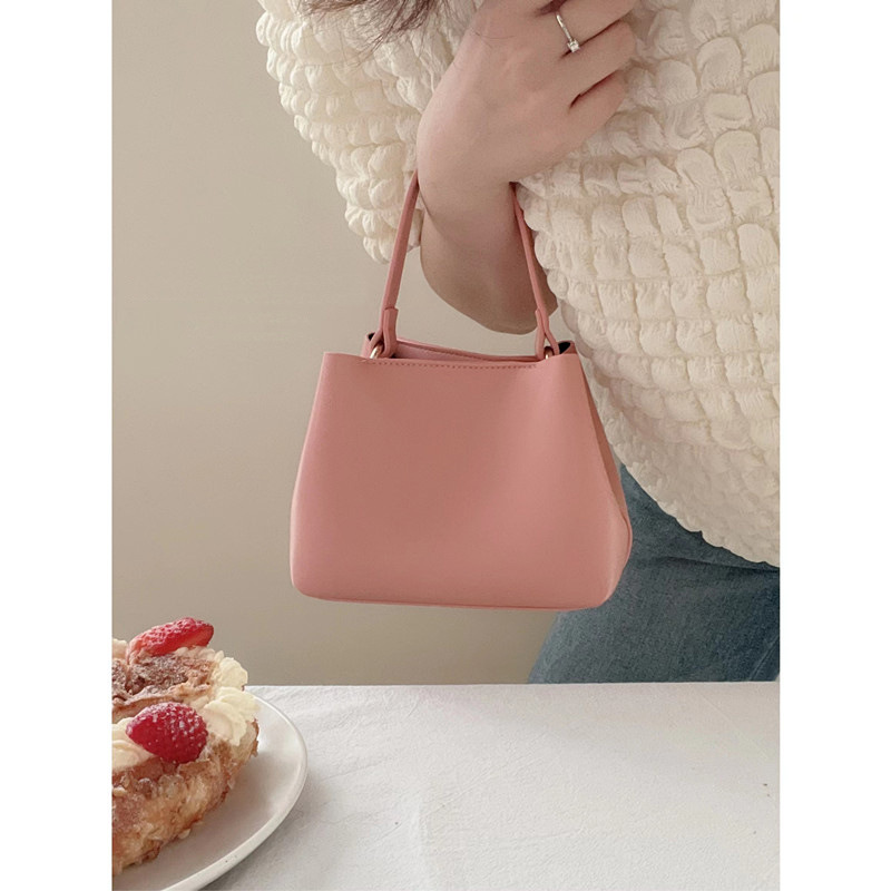 Summer New Strawberry Pink Crossbody Women's Bag Bucket Bag Mini Handbag Korean Elegant High-end Shoulder Bag