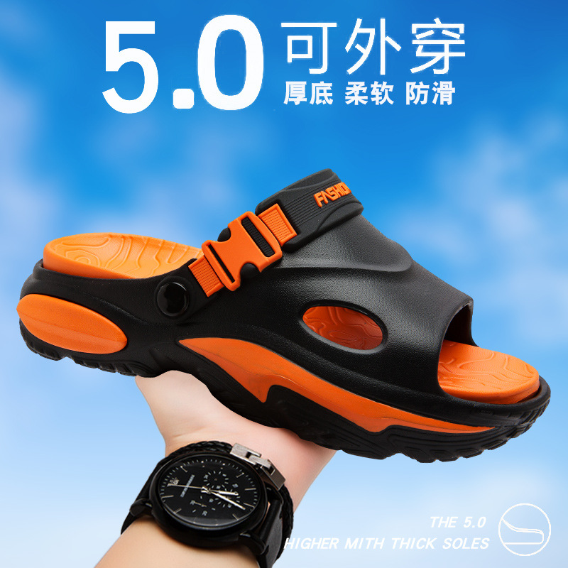 Zapatillas hombre 2025 nuevo estilo verano ropa exterior antideslizante pisando heces sandalias de suela gruesa conducción al aire libre sandalias de playa de doble uso