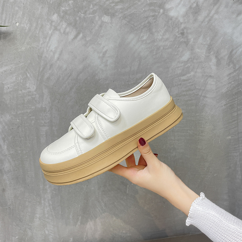 Velcro White Shoes Women's 2022 New All-match Retro White Sports Casual Bread Shoes Women's Board Shoes