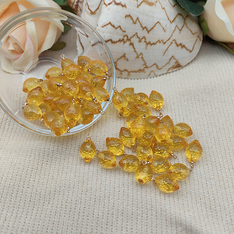 Fuguang resina fruta limón todo partido pequeña hoja verde pendientes colgante accesorios DIY kawaii accesorios de la joyería