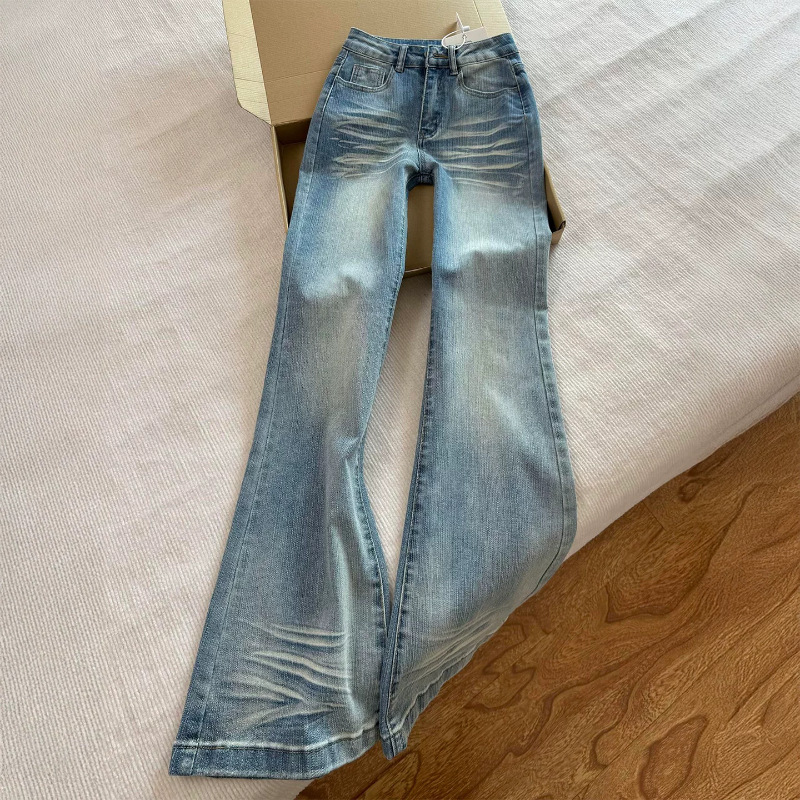 Light Blue Flared Jeans for Women, 2026 Summer New Style, High-Waisted, Slimming, Loose Fit, Not Tight on the Legs, Trendy Flared Pants Light Blue Flared Jeans for Women, 2026 Summer New Style, High-Waisted, Slimming, Loose Fit, Not Tight on the Legs, Trendy Flared Pants