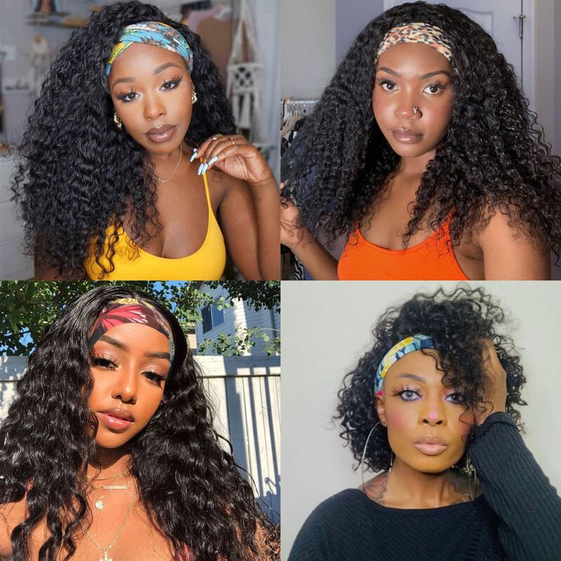 Cross-border European and American hot buy fashion women's hair band African small roll black wig high temperature silk chemical fiber headband