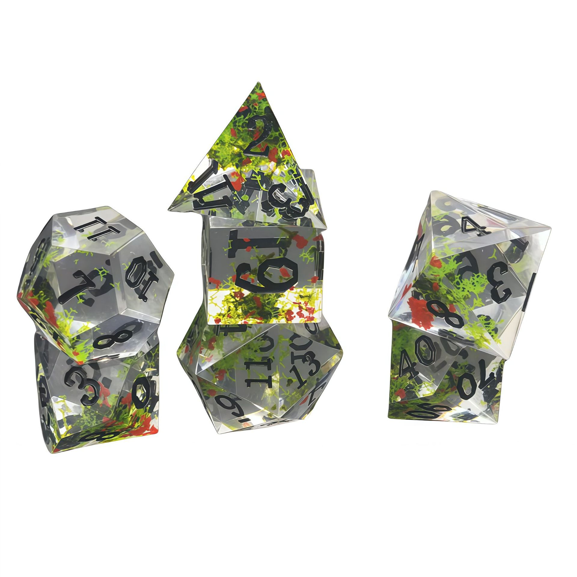 투명한 붉은 꽃가루 매트 블랙 레터링