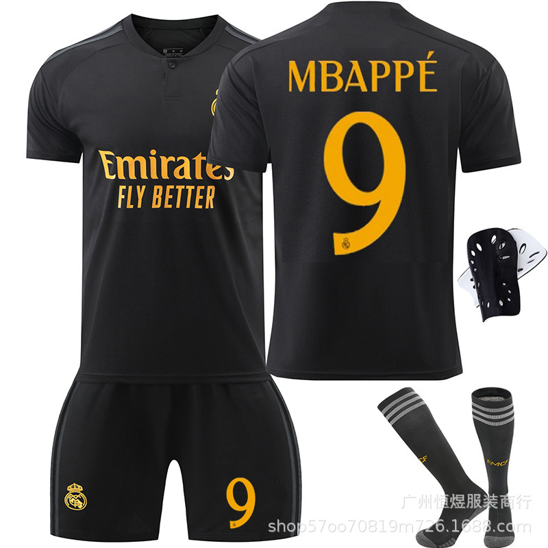 24 real madrid second guest no. 9 + socks + protective gear (mbappe)