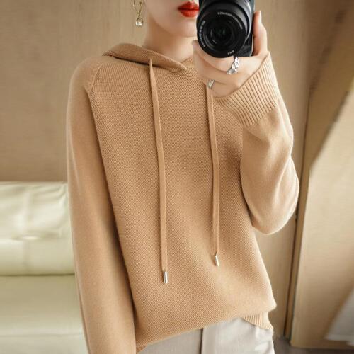 Hooded sweatshirt for women spring and autumn 2024 new hoodie bottoming sweater with knitted sweater casual large size hooded sweater for women