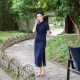 Autumn 2024 New Chinese Style Slim-fit Retro Fashion Elegant and Generous Long Short-sleeved Cheongsam 240229011