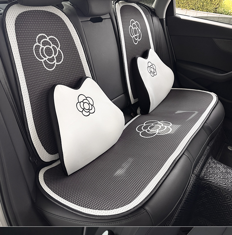 Camellia Car Headrest Memory Foam Rebound Comfortable Car Neck Pillow Cushion Summer Car Lumbar Cushion Waist Protector
