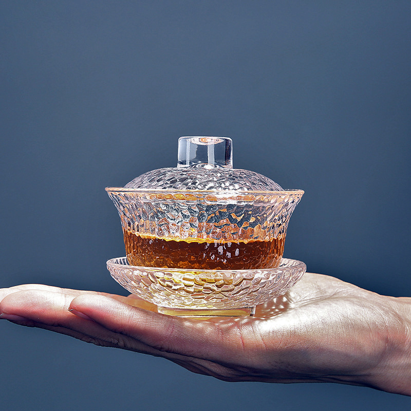 Single Cover glass cover bowl lid gold cover Bowl single lid three-piece Cover bowl tea bowl tea cup lid with lid tea lid