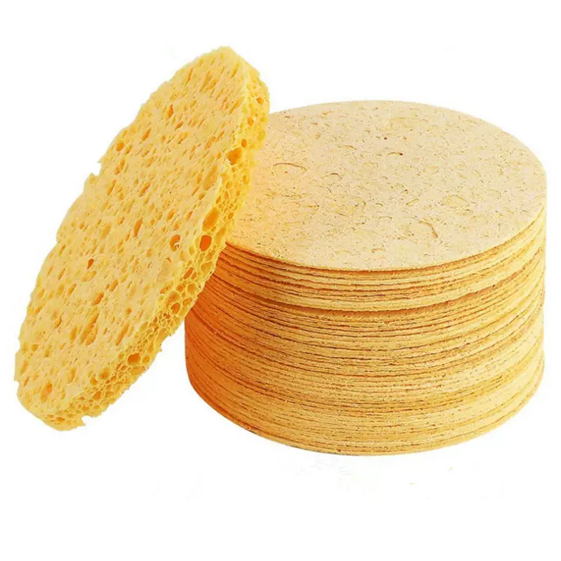 压缩洗脸扑彩色圆形清洁海绵洗脸神器木浆棉面部洗脸扑批发
