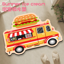 创意趣味浴室吸水垫 卫生间卡通汽车厕所脚垫子 防滑软硅藻泥地垫